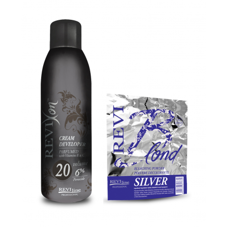 SILVER BLEACHING POWDER 500g CREAM DEVELOPER 1L VOL 20 6